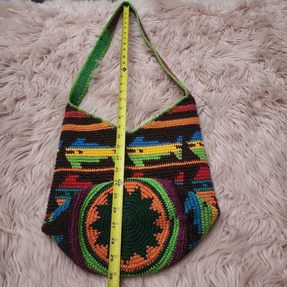 Wayuu Mochila woven fish Shark zip top bucket bag